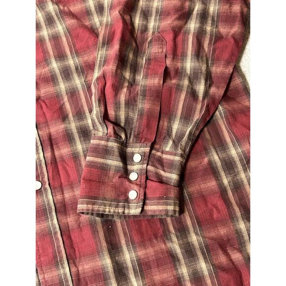 Bit & Bridle Western Shirt Mens Large Pearl Snap Plaid Rancher Long Sleeve - Picture 9 of 11